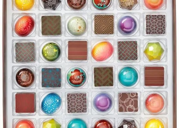 Box of Christopher Elbow hand-painted chocolates